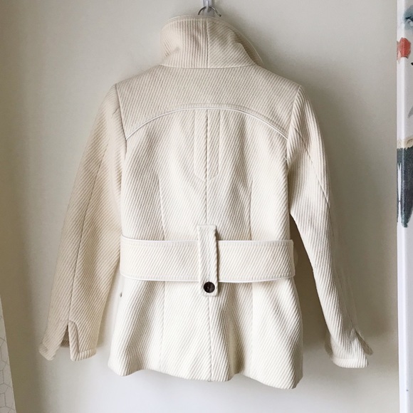 Soia&Kyo wool blend cream rib texture belted fitted coat - Picture 13 of 17